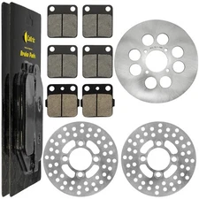 Front Rear Brake Disc Rotor w/Pads for Yamaha Banshee 350 YFZ350 2002 2003- 2006