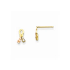 14k Yellow & Rose Gold CZ Ribbon Kids Earrings 9mm x 5mm Madi K Children Jewelry