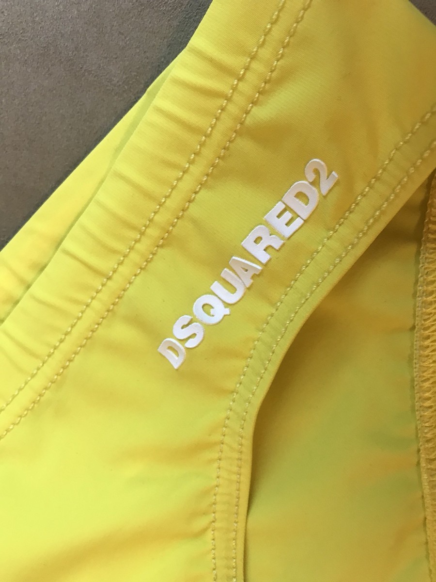 DSQUARED² D2 YELLOW SPORT GYM SWIMSUIT BRIEFS SLIP S 48 M