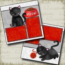 BLACK KITTY - 2 Premade Scrapbook Pages - EZ Layout 2771