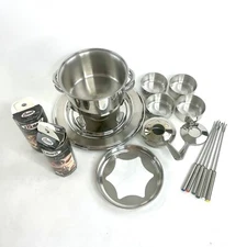 14 Piece Fondue Set with Sterno 5 Cans Tramontina Stainless Steel Preowned