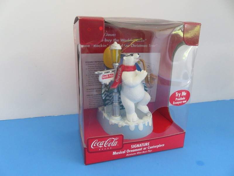 Coca Cola Signature Musical Ornament or Centerpiece Polar Bear Working