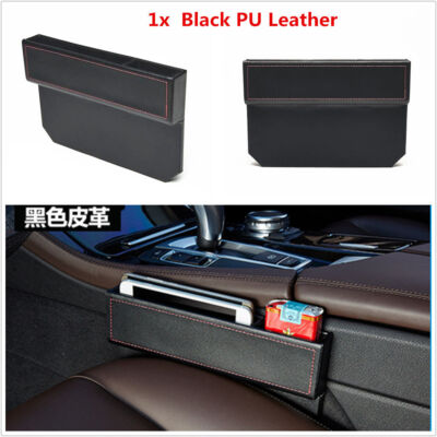 1x PU Leather Catch Catcher Box Caddy Car Seat Gap Slit Pocket Storage Organizer