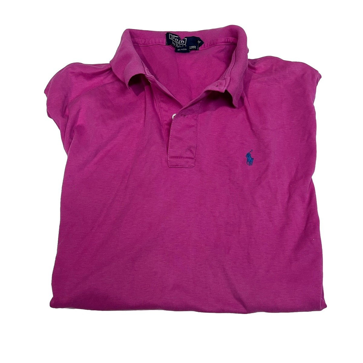 Vtg 90's POLO by RALPH LAUREN Men's Size XL Polo Pink BLUE HORSE