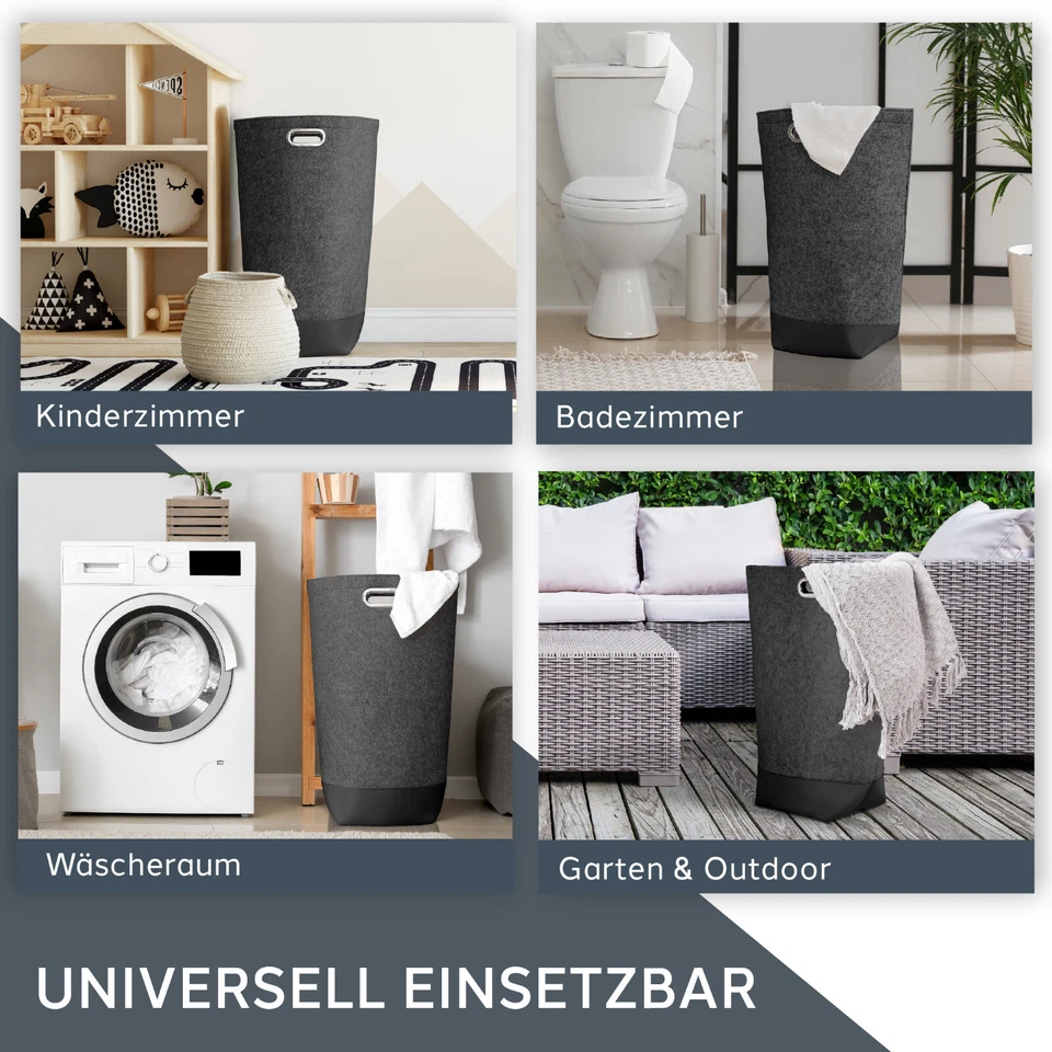 TULENO - XL Wäschesammler aus Filz Stoff - Wäschesack & Wäschekorb mit Griff - Bild 4 von 4
