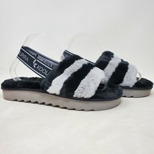 Koolaburra UGG Slipper Sandals Striped Slides Black Gray Womens Size 10
