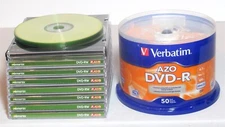 Unused Blank Media Lot 50 Verbatim AZO DVD-R + Memorex 7 DVD-RW 2 DVD-R 5 CD-R
