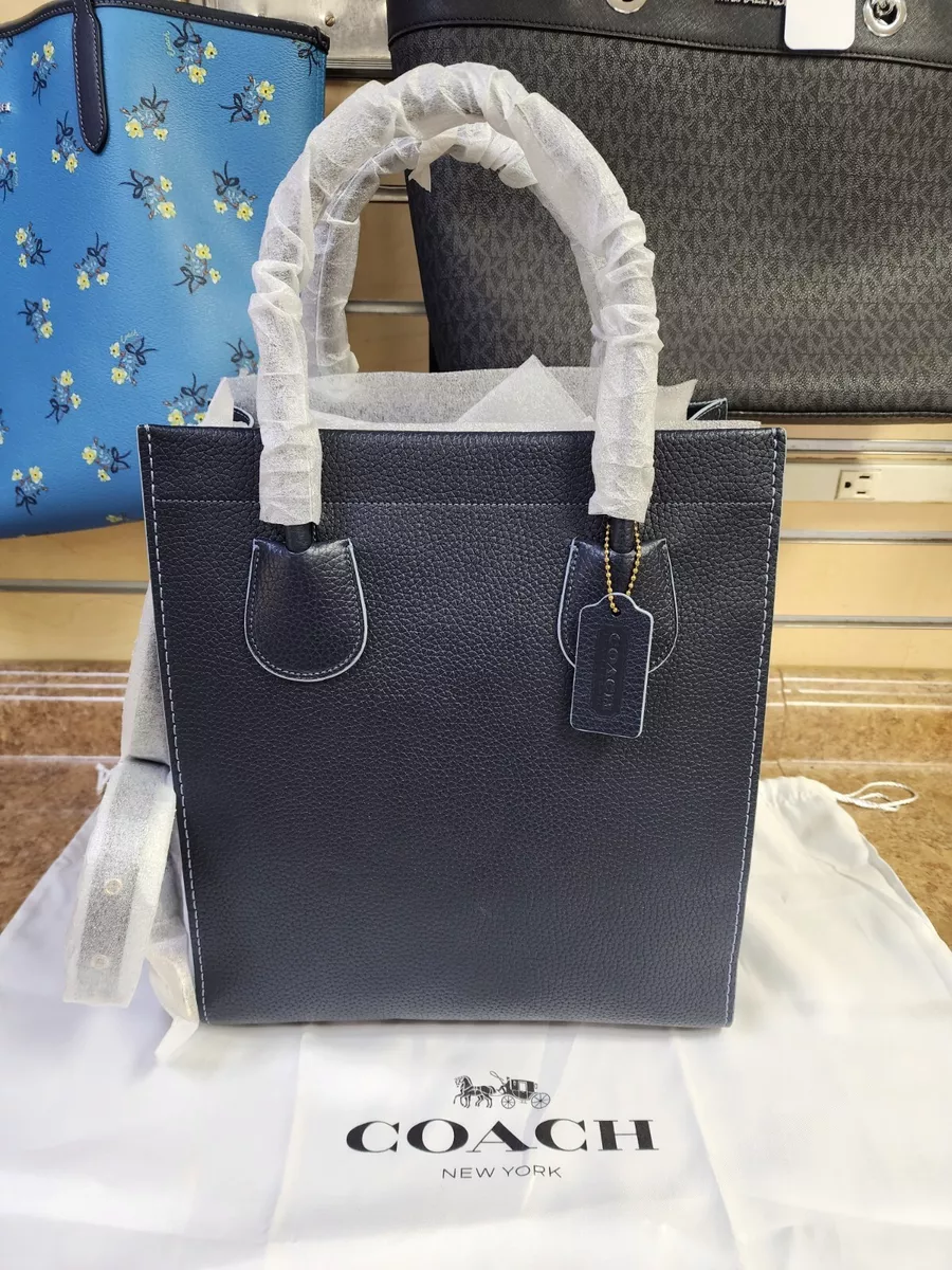 Coach Cashin Carry Tote 29 Navy Blue Pebbled Leather Brand New Free Shipping