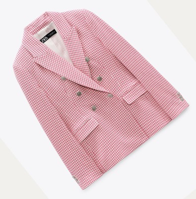 pink houndstooth blazer