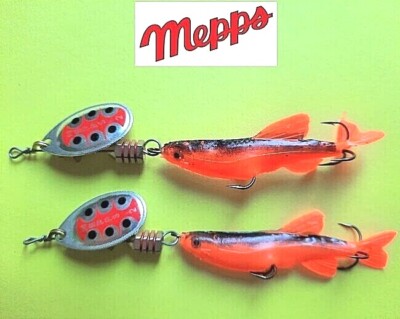 2St. ''MEPPS'' Spinner Aglia TW Mino Red Gr.2 Barsch Zander Forelle Kunstköder