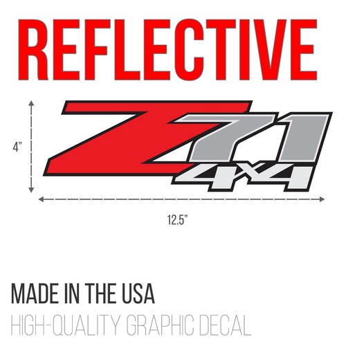 Z71 4x4 Reflective Stickers for Chevy Silverado 1500-2500 HD Decals - Set of 2 - Picture 3 of 30