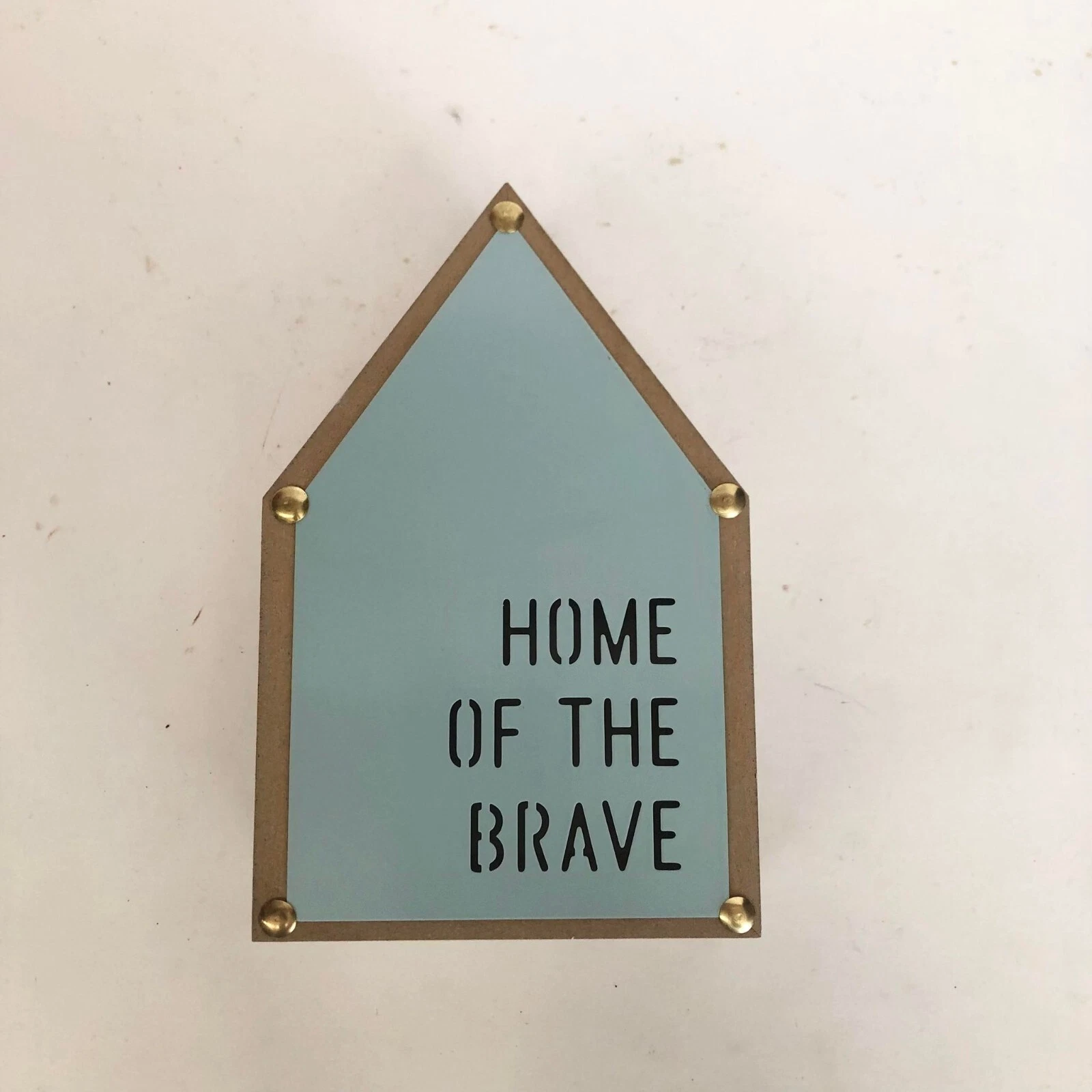 Wooden House Shaped Table Display — Blue Home of the Brave