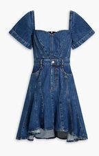 Alexander McQueen Fluted Denim Mini Dress NWT Size IT 4