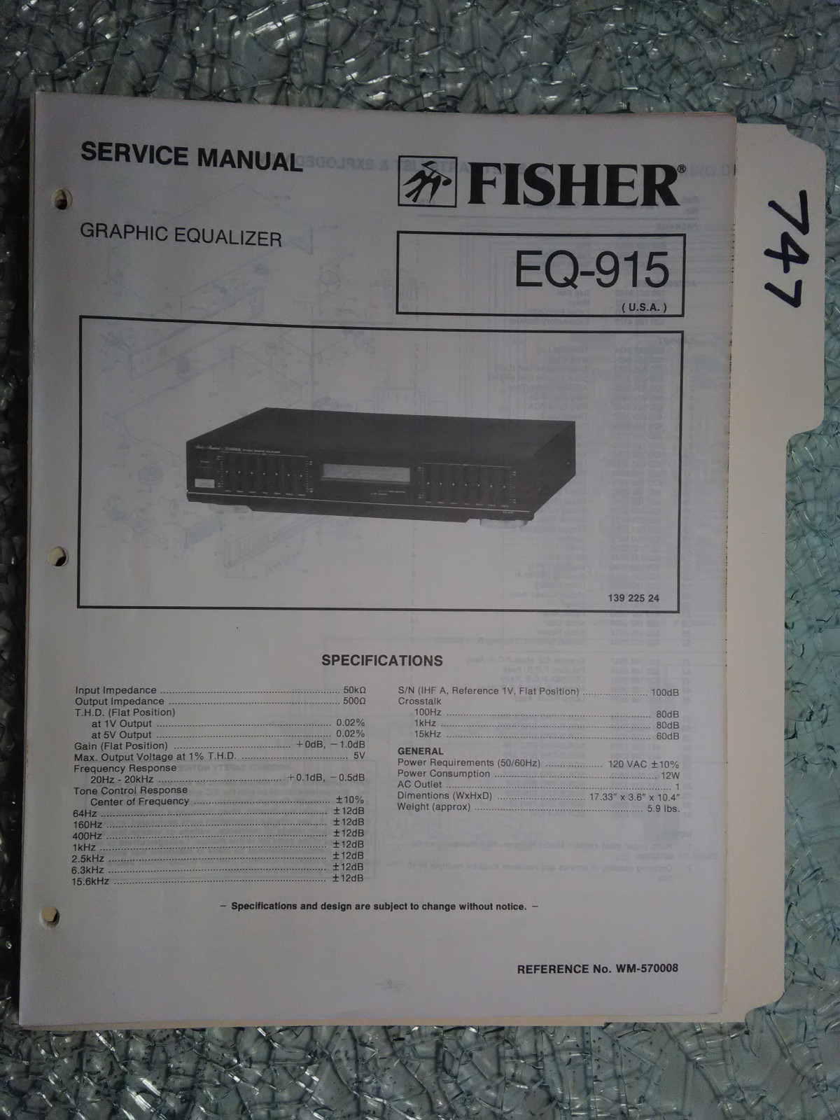 Fisher EQ-915 original repair manual - stereo graphic equalizer service guide
