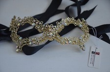 Goldtone Masquerade Mask Women, Crystal Rhinestone, Venetian Party, Evening Prom