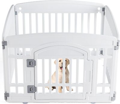 4/6 Panel Plastic Dog Playpen Cage Dog Fence 24'' Pet Home In/Outdoor Play Place