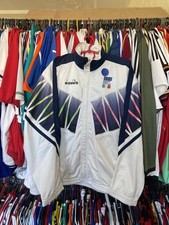 ITALY 1993 1994 FOOTBALL SOCCER TRACK JACKET DIADORA sz L MEN WHITE