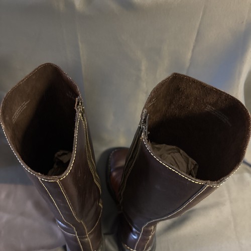 Mujeres Born W9972 Botas de Montar a la Rodilla 37/6.5 M Cuero Marrón Cremallera Punta Redonda Zapatos - Imagen 5 de 6
