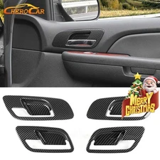 Carbon Fiber Door Handle Bowl Trim Cover Decor Overlay For Sierra Tahoe 2007-13