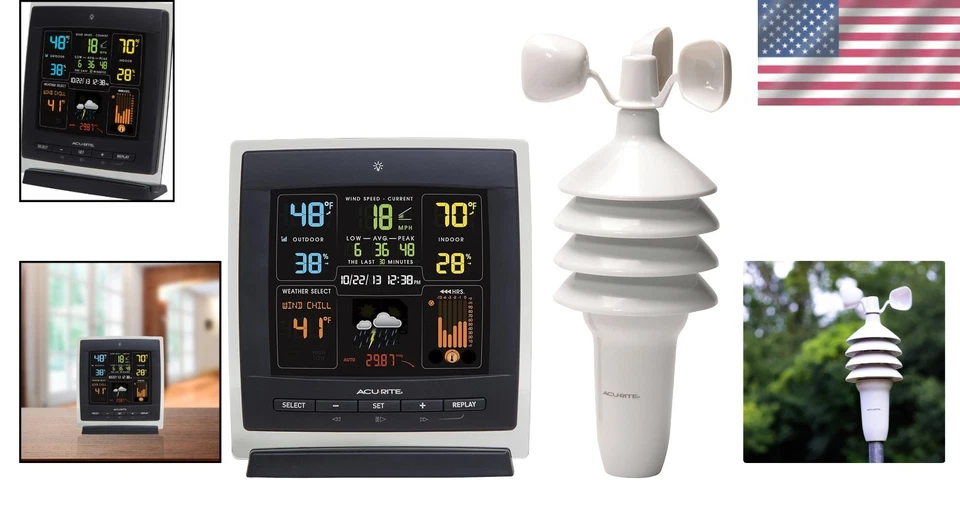 Wireless Weather Station Color Display Wind Speed Humidity Temperature Outdoor - Image 2 of 4