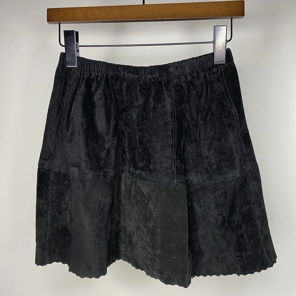 Minifalda negra boho occidental Ricky Nell para mujer mediana retazos de gamuza Foto 3 de 4