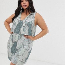 Plus Size Cocktail Dress 1X Art Deco Semi Formal 18 Bead XXL Cruise Hoco Flapper