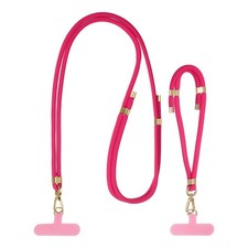 Adjustable Phone Crossbody Lanyard and Wrist Strap Lanyard Kit, Rose Red