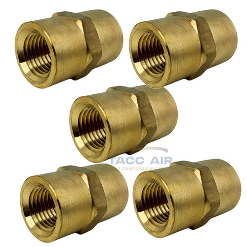 5 Pack 1/4" x 1/4" Female NPT Hex Coupling Pipe Fitting Brass Union Coupler