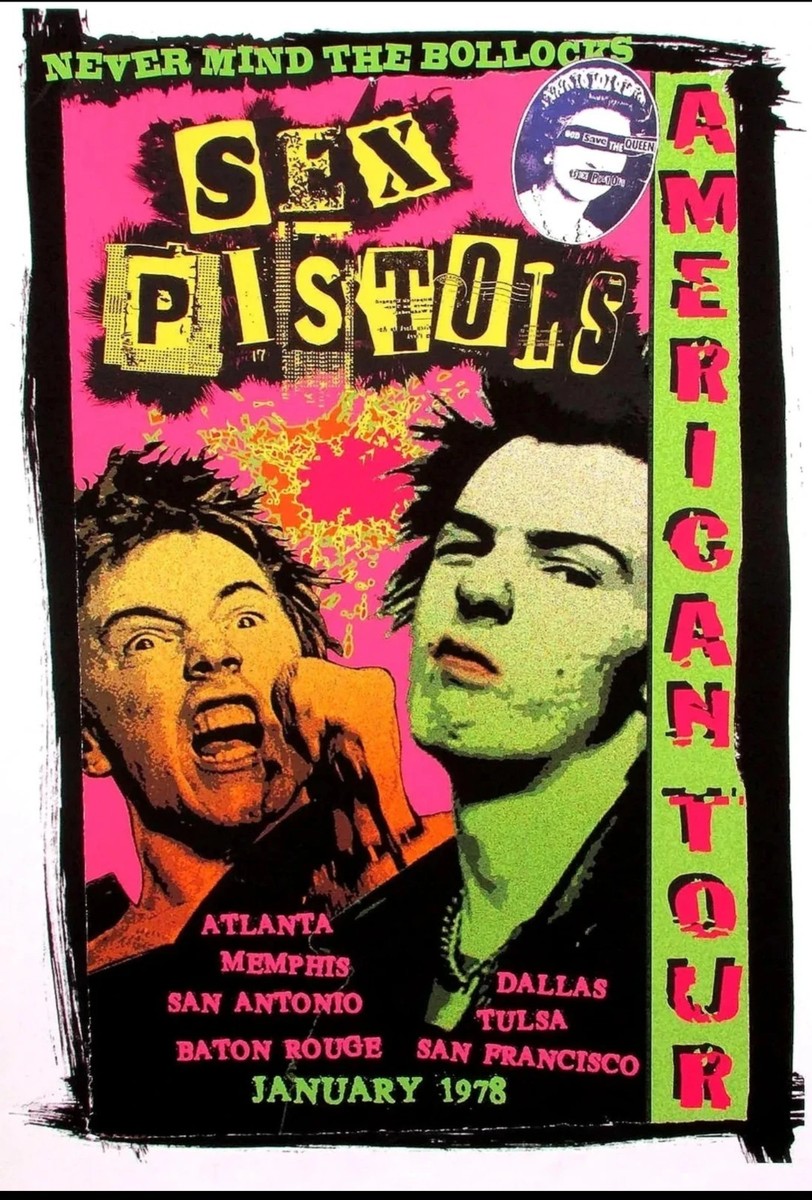 Sex Pistols Never Mind the Bollocks 1978 Punk Tour Poster Vintage