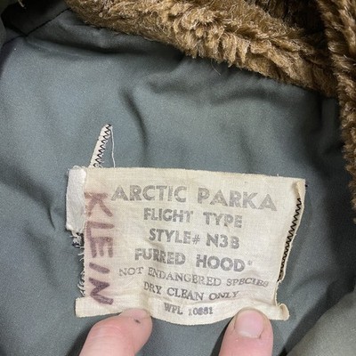 Vintage N3B Arctic Parka Puffer Jacket Mens L Green 70S FUR Hood 