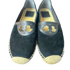 Tory Burch Black  Sidney  Jute Heel Espadrilles Beach Coastal Nautical Weekend 7