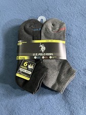 U.S. Polo Assn Men's Socks 6 Pairs Low Cut Cushion Comfort Size 6-12 Gray Black