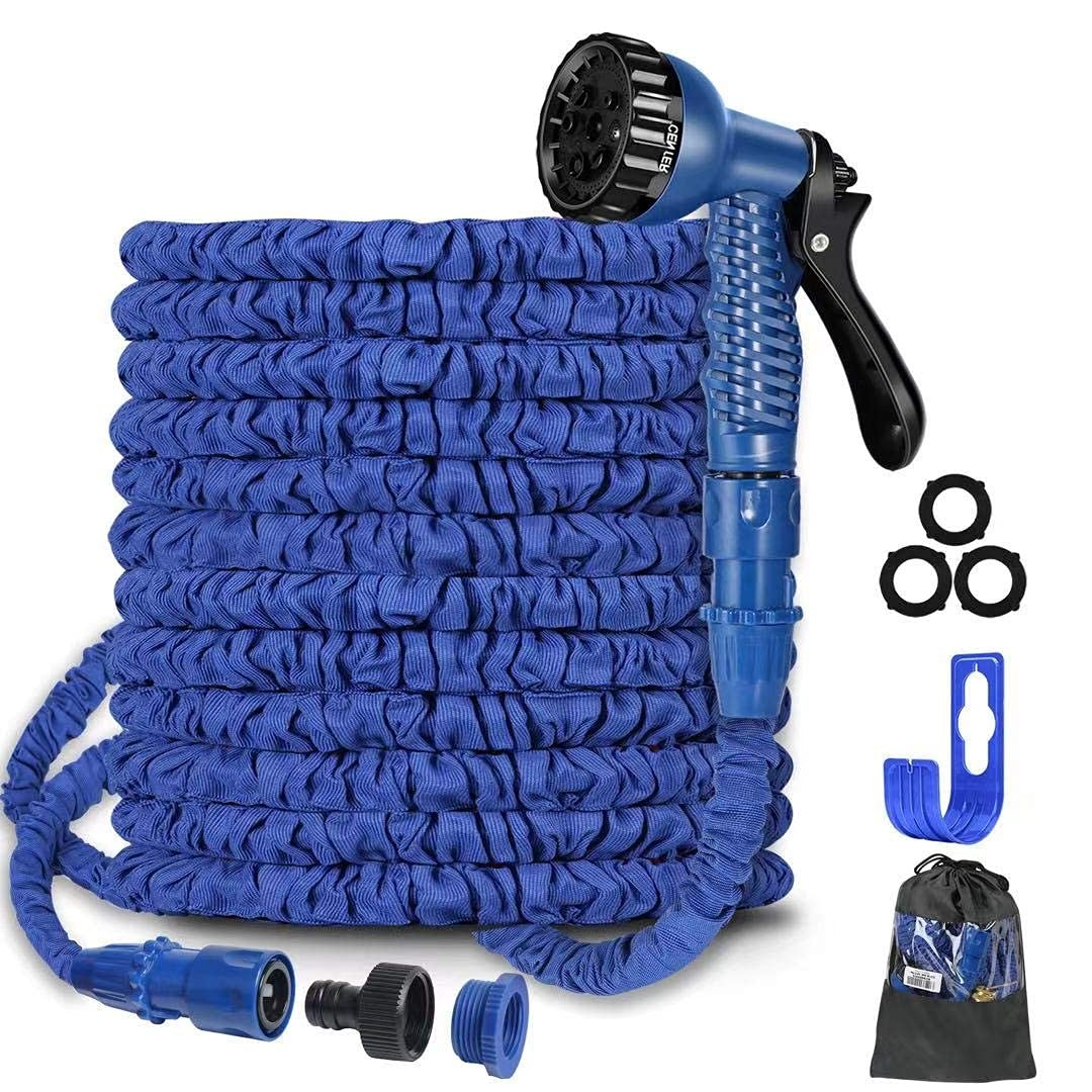BABADU 100FT Expandable Garden Hose Pipe,Flexible Expanding Magic 100ft, Blue