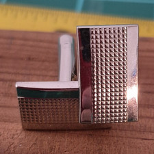 Men s Silver Tone Rectangle Textured Cufflink...