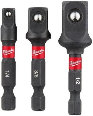 Milwaukee 48-32-5033, SHOCKWAVE 1/4  Impact Hex Shank Socket Adapter Set, (3-pc)