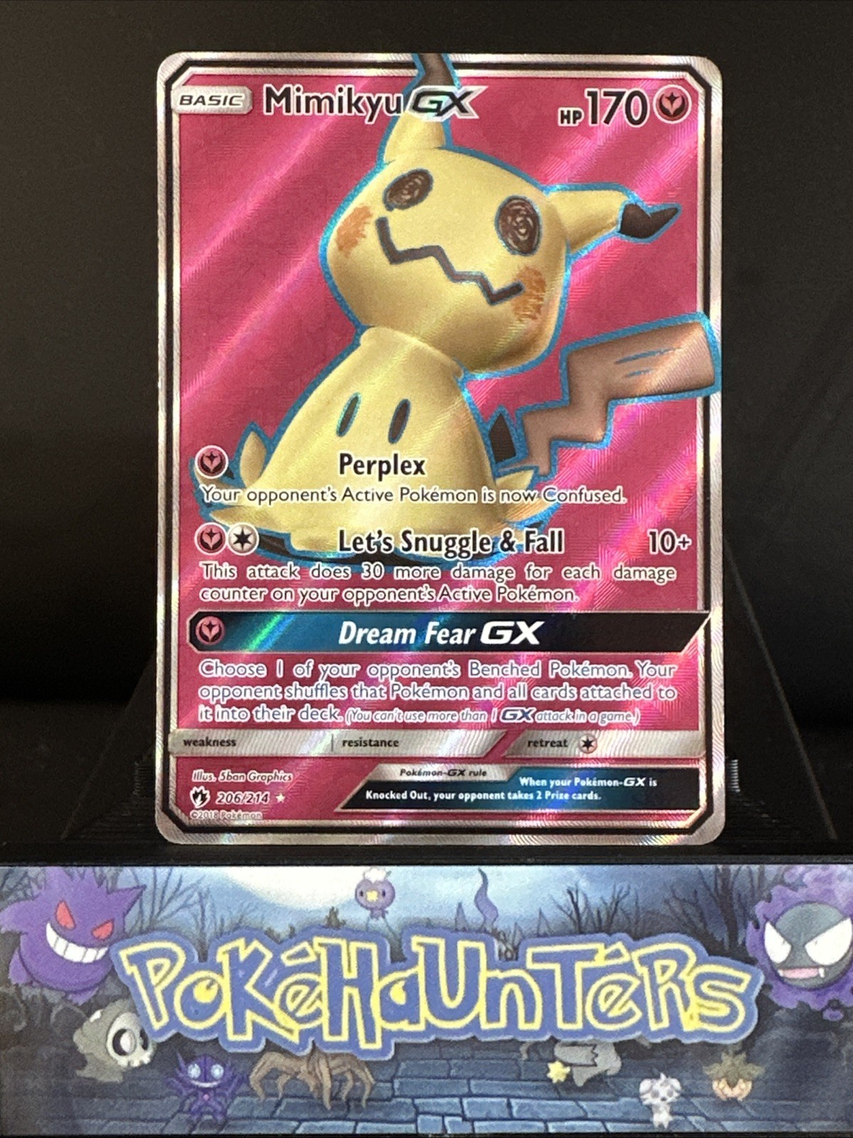 Pokemon Card Mimikyu GX 206/214 Lost Thunder Holo Full Art Ultra Rare Played