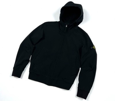 Men's STONE ISLAND Black Full Zip Softshell Hooded Jacket Fit Size