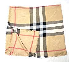Authentic Burberry Silk shawl scarf 65 wool 35 cashmere made in Scotland