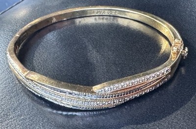 Danbury Mint Forever Diamond Bangle Bracelet 14k Gold Plated 