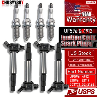 4x UF596 Ignition Coil & Spark Plugs Pack for Toyota Corolla Prius Lexus 1.8L