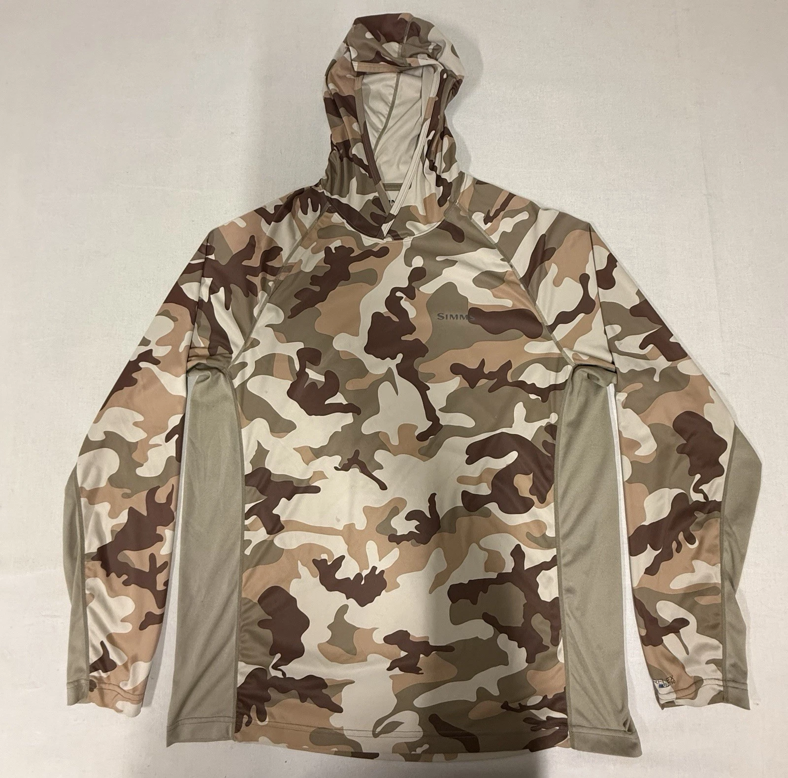 Simms Fishing Hoodie Men's L Veil Camo Pattern UPF50 SolarFlex 176