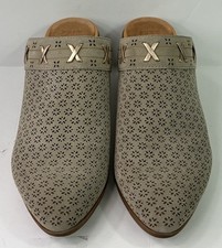 Women's Frye Co Jacey Grey Suede Perforated Slip-On Mules Sz. 10 M