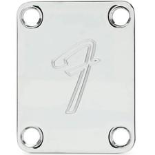 Fender 70's Vintage-Style 4-Bolt Neck Plate with "F" Logo, Chrome