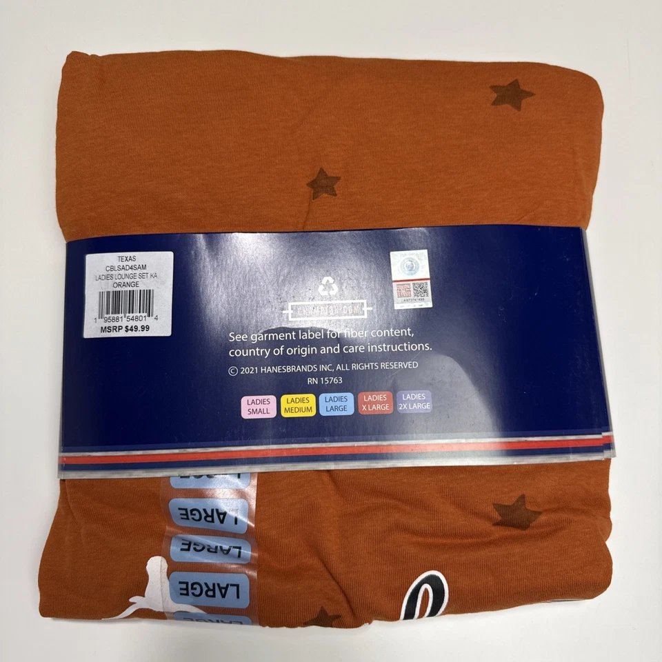 Nuevo Texas Longhorns Damas Mujeres Conjunto de Salón Talla Grande 2 Piezas Naranja Campeón Foto 3 de 4