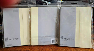 1 to 3 pkgs DARICE PREMIUM IVORY/CANVAS A7 ENVELOPES, 25 envs ea. Big discounts!