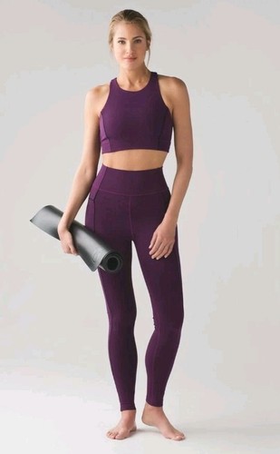 Lululemon Simply Bare Tight size 2 Darkest Magenta Purple Yoga Pants