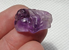 FINE ANTIQUE CHINESE QING AMETHYST HAND CARVED MINATURE FOO DOG WITH BALL!