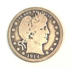 1914 D.   X/FINE. . +.  SILVER BARBER QUARTER
