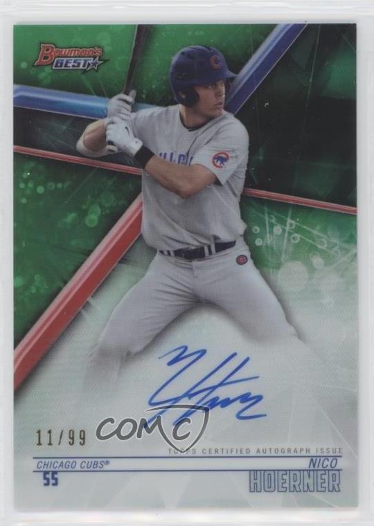 2018 Bowman's Best of 2018 Green Refractor 11/99 Nico Hoerner #B18-NH Auto ib1