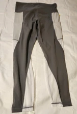 ACTIVE LIFE  Women's Color Block Mesh M Leggings Gray White Pockets NWT